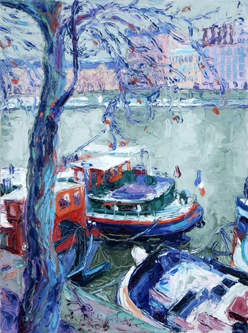 BARGES SUR LE QUAI DE TUILLERIES